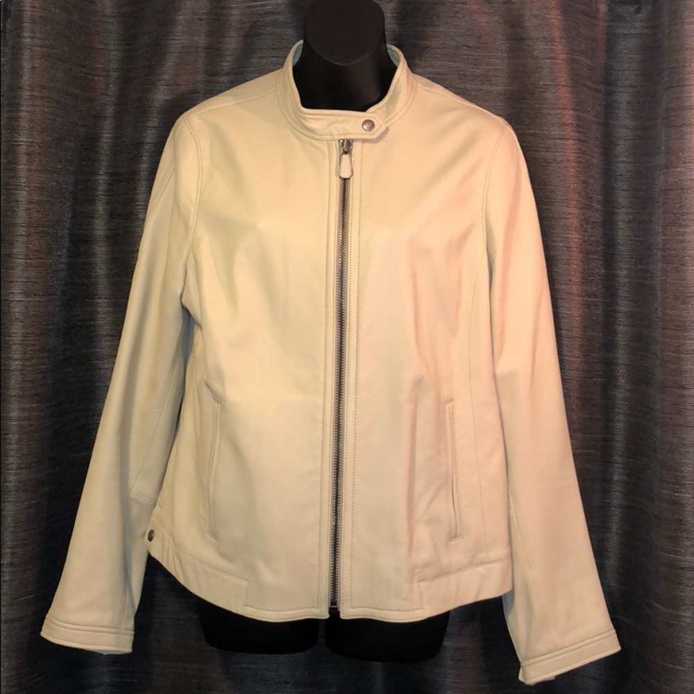COACH white leather moto jacket - perfect!